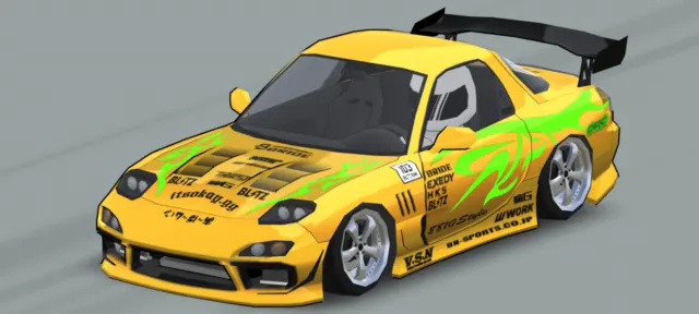 RX7 flame and sponsors Livery
