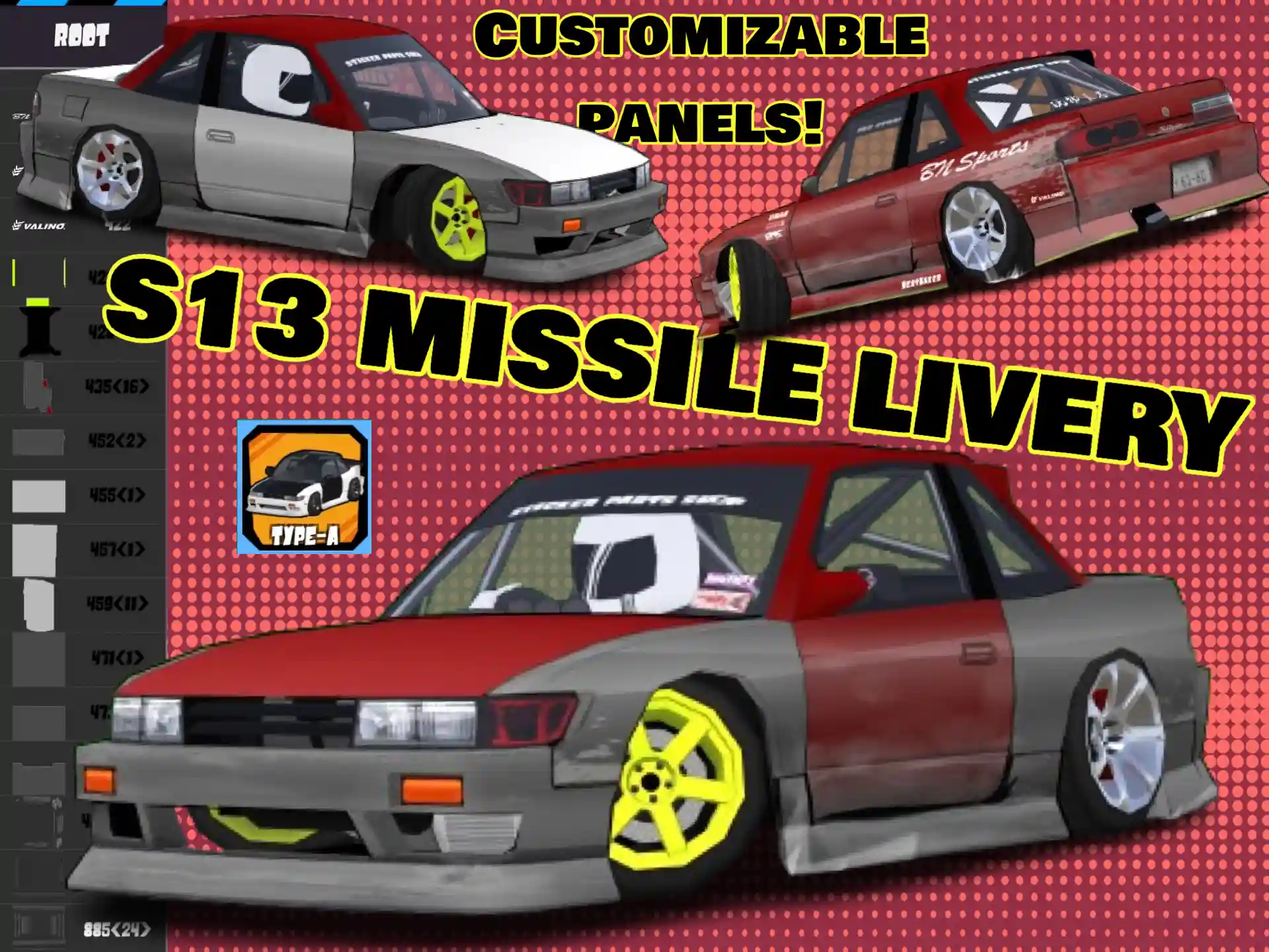 S13 Missile Livery (Customizable Panels) Livery