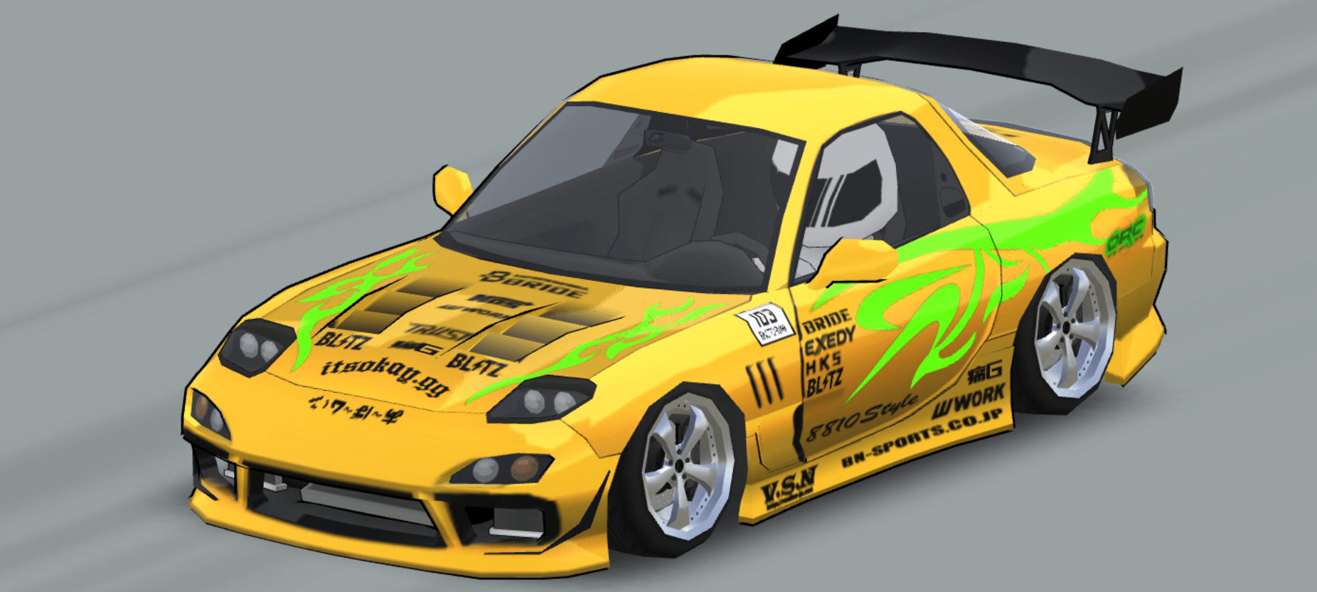 RX7 flame and sponsors Livery